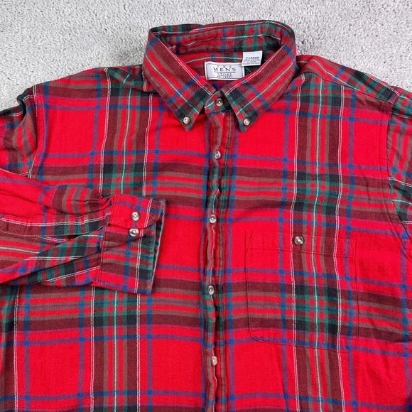 Sears Other - Vintage Sears Shirt Mens XL Red Plaid Flannel‎ Lightweight Button Up Outdoors